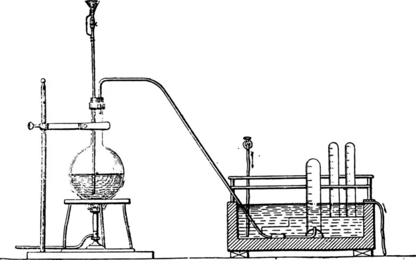 Appareils Schloesing Pour Détermination Azote Ammoniacal Illustration Gravée Vintage Encyclopédie — Image vectorielle