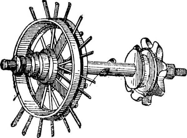 Ручна Намальована Ілюстрація Вінтажного Гравірованого Стилю Зображення Механічної Гармати — стоковий вектор