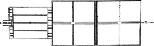 ダブルベッドの浄化槽は 好気性細菌 ビンテージの刻まれた図のお問い合わせください マガシンドス Pittoresque 1836 — ストックベクタ