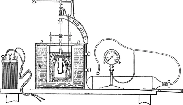 Calorimetric Апарат Пан Малера Vintage Вигравірувані Ілюстрації Промислові Енциклопедія Ламі — стоковий вектор