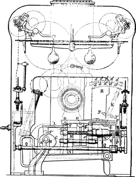 Ringspinnen Und Verdrehen Elektrischer Gravierter Vintage Illustration Industrieenzyklopädie Lami 1875 — Stockvektor
