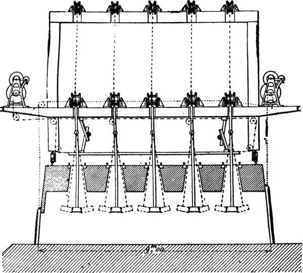 Koks Systemu Grand Vintage Ilustracji Grawerowane Przemysłowe Encyklopedia Lami 1875 — Wektor stockowy