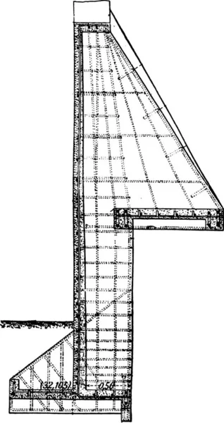 ビリーの擁壁ドック ビンテージの刻まれた図です 産業百科事典 1875 — ストックベクタ