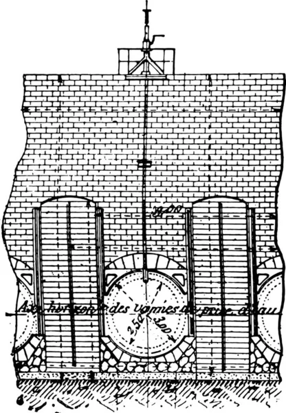 Zvýšení Úrovně Ventilu Vintage Ryté Ilustrace Průmyslové Encyklopedii Lami 1875 — Stockový vektor