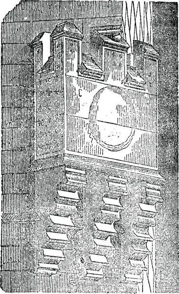 Machicoulis Van Hotel Sens Vintage Gegraveerd Illustratie Magasin Pittoresk 1875 — Stockvector