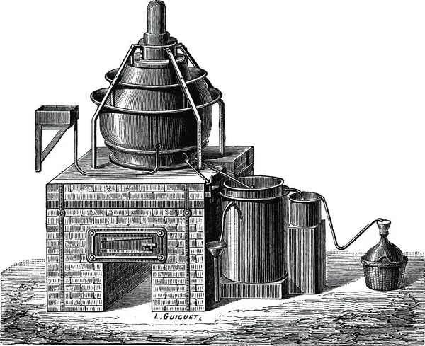 Concentration Sulfuric Acid Vintage Engraved Illustration Industrial Encyclopedia Lami 1875 — Stock Vector