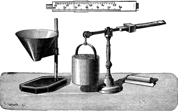 古い穀物スケール 白い背景で隔離のイラストを刻まれています 産業百科事典 1875 — ストックベクタ