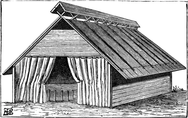 老刻图结构的军营帐篷 的军队 工业百科全书 1875 — 图库矢量图片