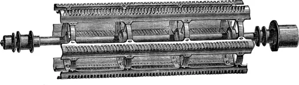 Antigua Ilustración Grabada Del Batidor Trilla Barrett Aislado Sobre Fondo — Archivo Imágenes Vectoriales