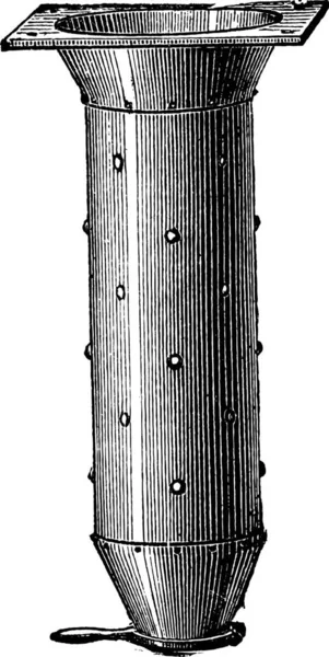 Gammal Graverad Illustration Den Vertikala Betongblandaren Isolerad Vit Bakgrund Industriell — Stock vektor