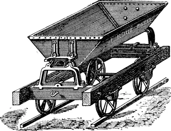 装有金属板和双铰链开关的保险柜的旧雕刻图解 用于混凝土的运输 工业百科全书E 1875年 — 图库矢量图片