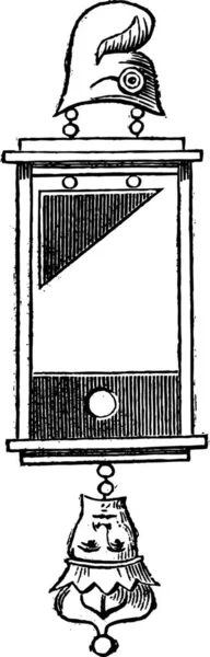 Alte Gestochene Illustration Eines Ohrringes Der Guillotine 1793 Isoliert Auf — Stockvektor