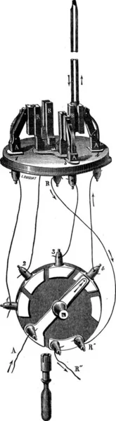 在白色背景上 从内部孤立的四根蜡烛吊灯的古老雕刻插图 工业百科全书E 1875年 — 图库矢量图片