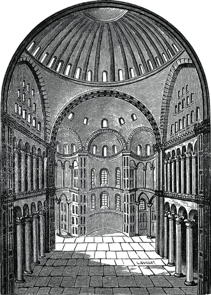 Vista Interior Hagia Sophia Estambul Turquía Ilustración Grabada Vintage Enciclopedia — Archivo Imágenes Vectoriales