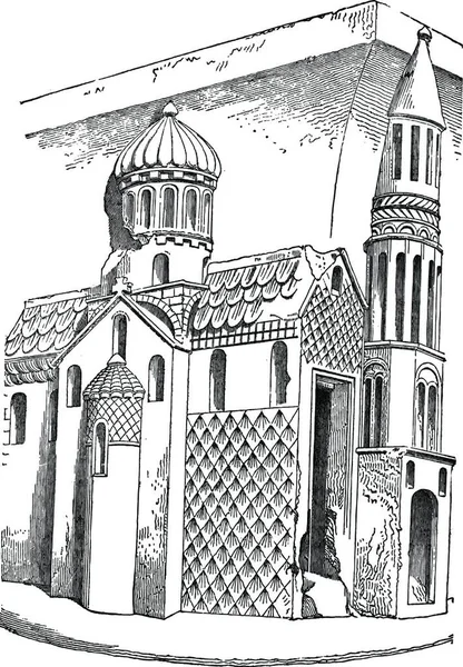 Iglesia San Salvador Nevers Francia Ilustración Grabada Vintage Enciclopedia Industrial — Vector de stock