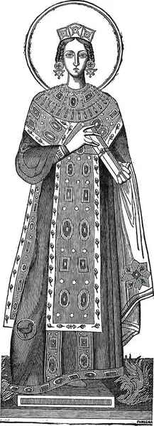 Statue Des Heiligen Agnes Gravierte Illustration Industrielle Enzyklopädie Lami 1875 — Stockvektor