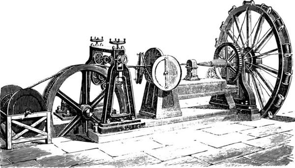 External Cable Coating Machine Vintage Engraved Illustration Industrial Encyclopedia Lami — Stock Vector