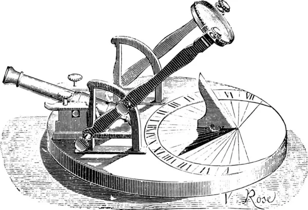 Zegar Poziomy Armaty Cokole Vintage Ilustracji Grawerowane Przemysłowe Encyklopedia Lami — Wektor stockowy