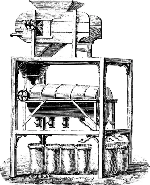 송풍기 Screener가 분배기 빈티지 새겨진 1875 — 스톡 벡터