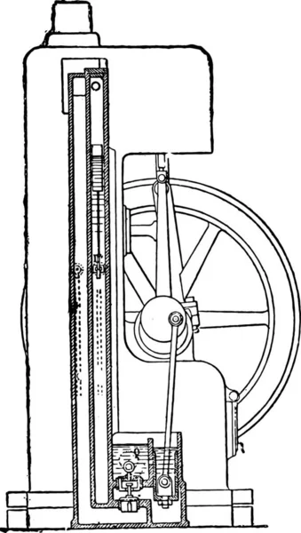 デイビー エンジン コンデンサーの断面図 ヴィンテージには 図が刻まれています 産業百科事典 1875 — ストックベクタ