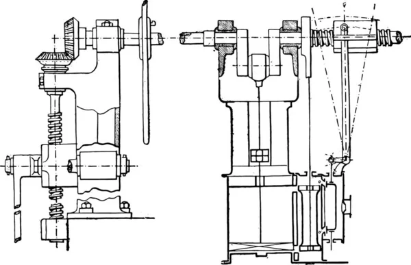 Uvedení Provozu Parního Vlaku Stroje Vintage Ryté Ilustrace Průmyslové Encyklopedii — Stockový vektor