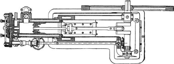 Motor Otto Plano Visão Seccional Horizontal Longo Eixo Cilindro Ilustração — Vetor de Stock