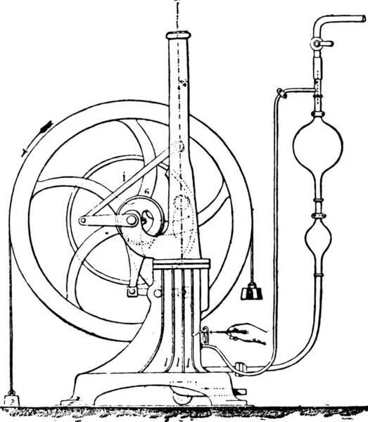 Ábra Mutatja Részleteket Mechanizmus Kiegészítők Bisschop Motor Telepítés Vintage Vésett — Stock Vector