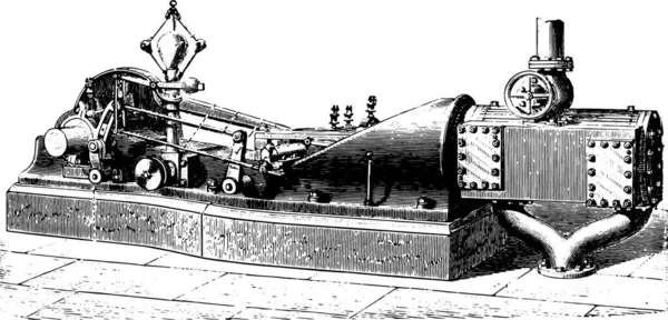 Внешний Вид Горизонтальной Машины Type Allen Porter Винтажная Гравированная Иллюстрация — стоковый вектор