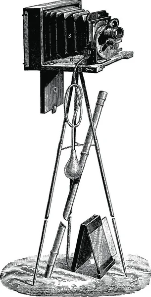 法国先生的摄影案件 老式雕刻插图 工业百科全书 1875 — 图库矢量图片