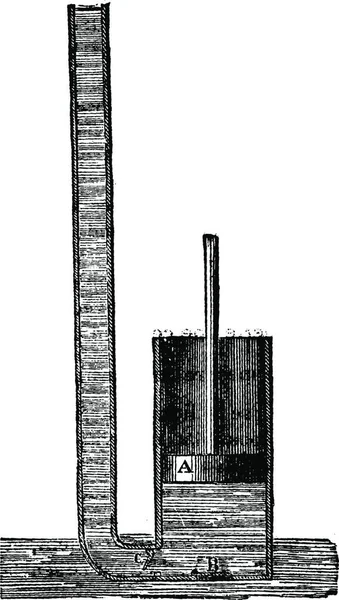 Figura Teórica Bomba Fuerza Elevación Ilustración Grabada Vintage Enciclopedia Industrial — Archivo Imágenes Vectoriales