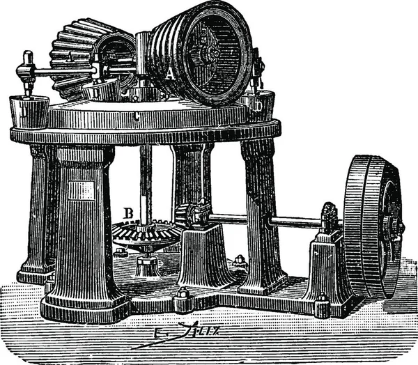 Cséplőgép Tésztát Vintage Vésett Illusztráció Ipari Enciklopédia Lami 1875 — Stock Vector