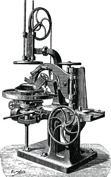 Maschine Zur Herstellung Ovaler Platten Gravierte Illustration Industrieenzyklopädie Lami 1875 — Stockvektor