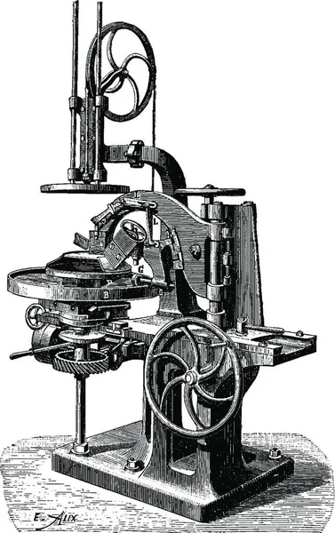 Macchina Fare Piatti Ovali Illustrazione Incisa Epoca Enciclopedia Industriale Lami — Vettoriale Stock