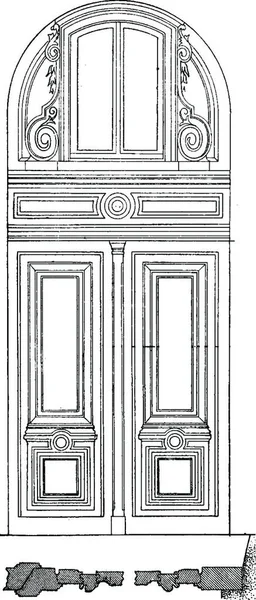 Puerta Con Entrepiso Ilustración Grabada Vintage Enciclopedia Industrial Lami 1875 — Archivo Imágenes Vectoriales