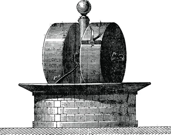 工場の車輪 ヴィンテージには 図が刻まれています 産業百科事典 1875 — ストックベクタ
