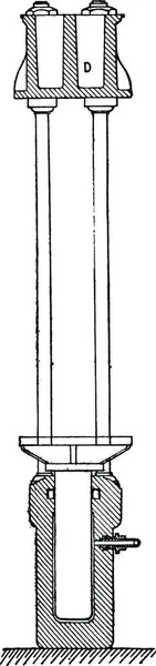 部分的液压机 复古雕刻插图 工业百科全书 1875 — 图库矢量图片