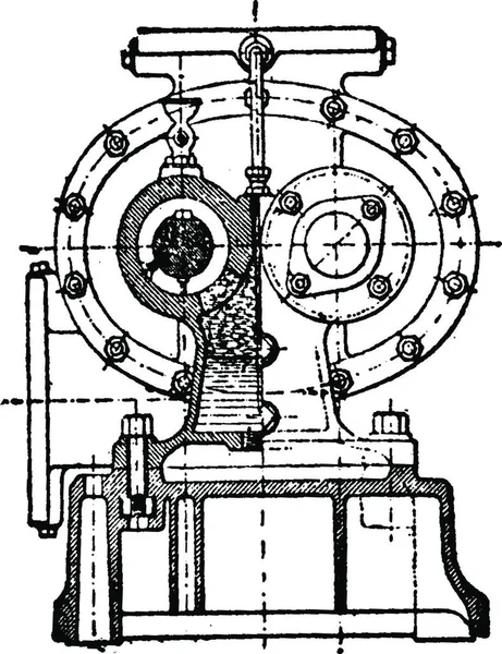 Primeira Seção Transversal Bomba Greindl Ilustração Gravada Vintage Enciclopédia Industrial — Vetor de Stock