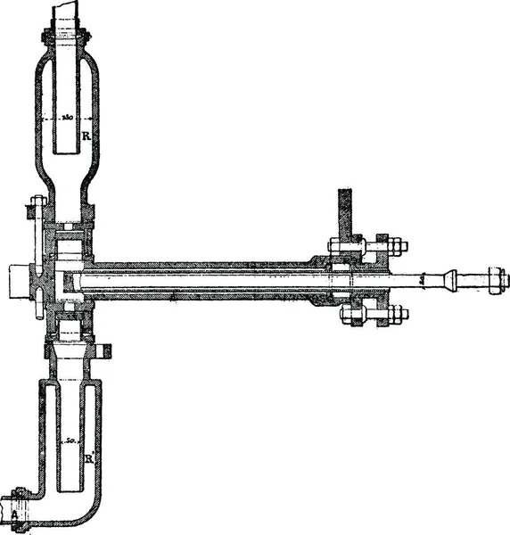 Pohled Čerpadla Americké Lokomotivy Vintage Gravírovanou Průmyslové Encyklopedii Lami 1875 — Stockový vektor