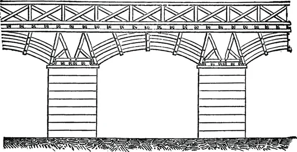 Pont Trajan Sur Danube Illustration Gravée Vintage Encyclopédie Industrielle Lami — Image vectorielle