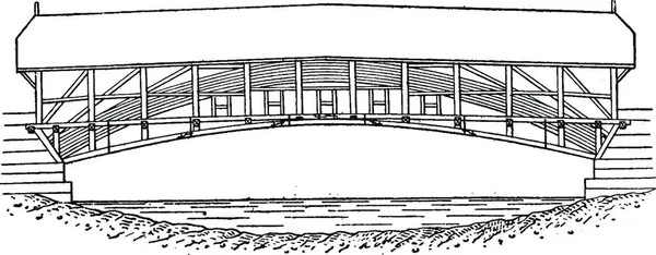 Puente Madera Mellingen Reuss Ilustración Grabada Vintage Enciclopedia Industrial Lami — Archivo Imágenes Vectoriales