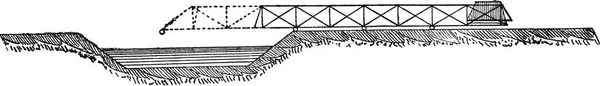 Jetting Portable Bridge Vintage Ingraverad Illustration Industriella Encyklopedi Lami 1875 — Stock vektor