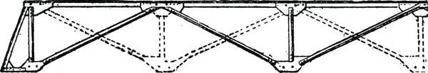 Het Monteren Van Een Draagbare Brug Balk Vintage Gegraveerde Afbeelding — Stockvector