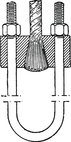 ケーブル ワイヤー吊り橋 ビンテージの刻まれた図を添付します 産業百科事典 1875 — ストックベクタ
