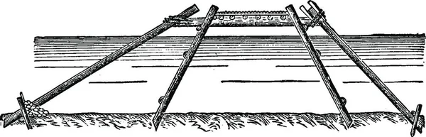 シーザー ブリッジ ライン ビンテージの刻まれた図 産業百科事典 1875 — ストックベクタ