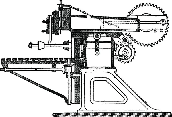 Shaper Illustration Gravée Vintage Encyclopédie Industrielle Lami 1875 — Image vectorielle