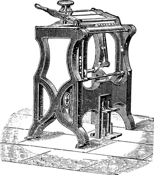 American Machine Endorse Vintage Engraved Illustration Industrial Encyclopedia Lami 1875 — Stock Vector