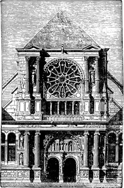 Portail Clotilde Andelys Illustration Gravée Vintage Encyclopédie Industrielle Lami 1875 — Image vectorielle