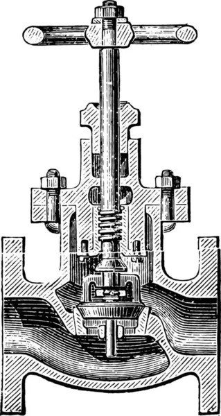 Pohled Průřez Kulového Ventilu Vyryté Ilustrace Průmyslová Encyklopedie Lami 1875 — Stockový vektor