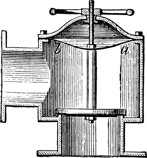Kran Ventil För Distribution Gasledningar Vintage Ingraverad Illustration Industriella Encyklopedi — Stock vektor