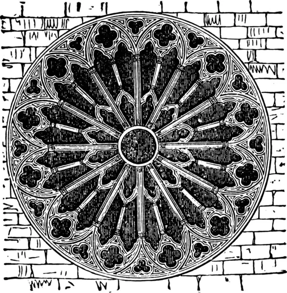 Кафедральный Собор Роза Реймса Xiii Век Старинная Гравированная Иллюстрация Индустриальная — стоковый вектор
